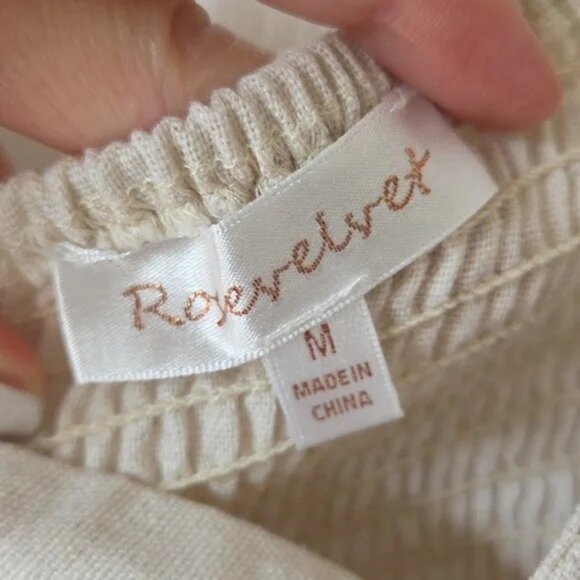 Rose Velvet Beige Crop Top M Leaf Sleeve - Picture 2 of 5